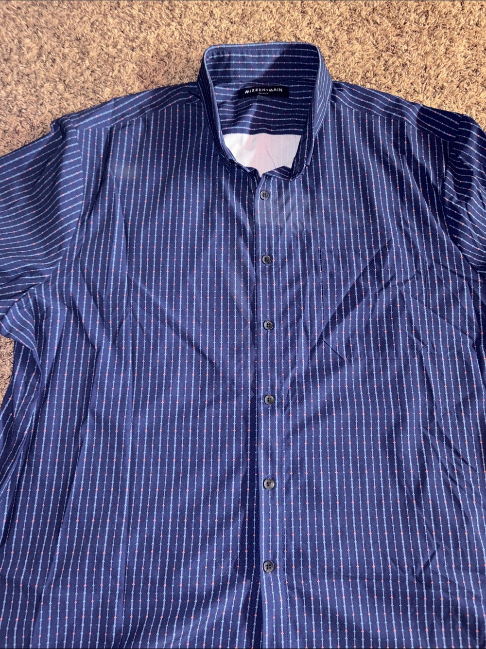 Mizzen+Main Leeward Dark Blue Pinstripe Button-Down Shirt